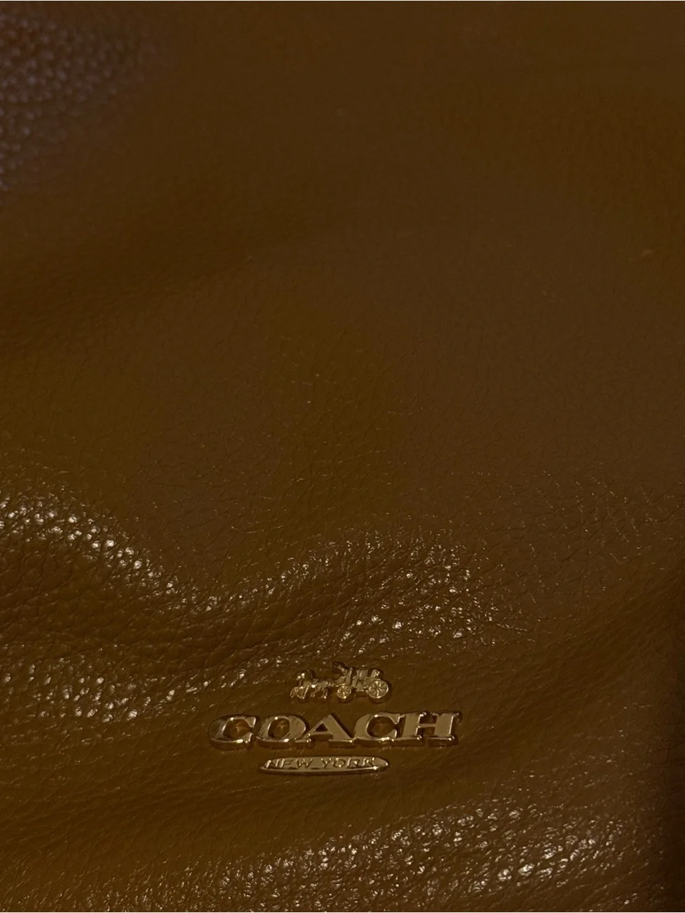 Coach Pebbled Leather Shoulder Bag in Cognac Brown with Gold Hardware